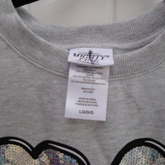 MIGHTY FINE Womens Size Large Graphic Sweatshirt Gray Red Heart Shaped Glasses - Picture 4 of 5
